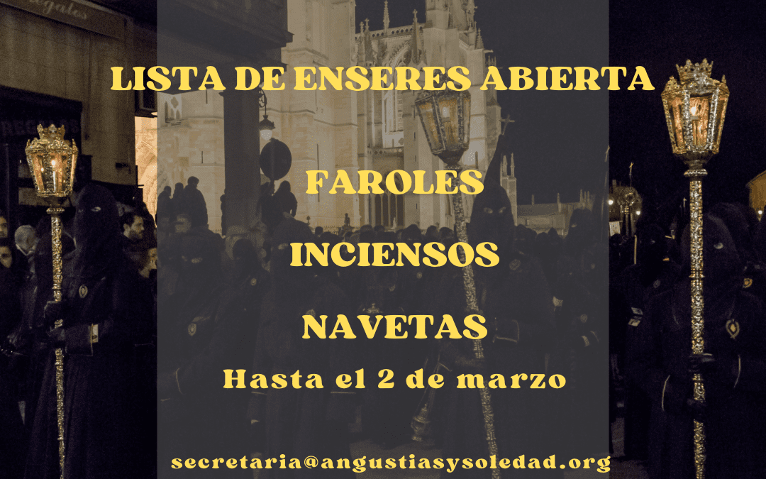 Apertura de las Listas de Enseres.